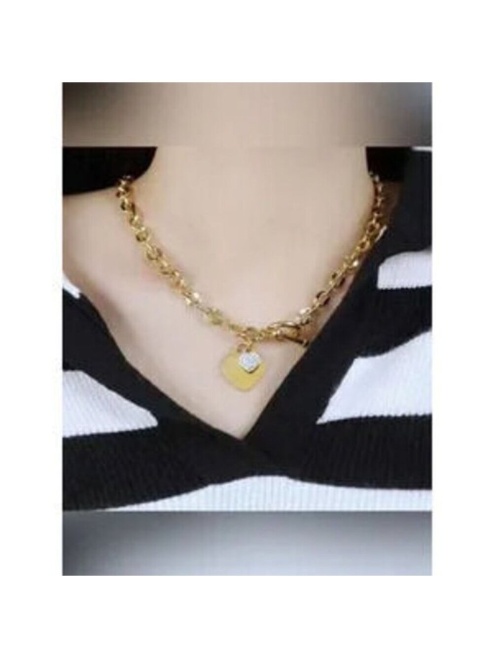 Gold Stainless Steel Heart Pendant Necklace Gift Dainty